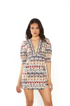 Glamorous Brown Multi Tribal V- Neck Side Split Mini Dress 7 Glamorous Brown Multi Tribal V- Neck Side Split Mini Dress -Glamorous Shop e823868c707ab838bd78373c83fd2e08