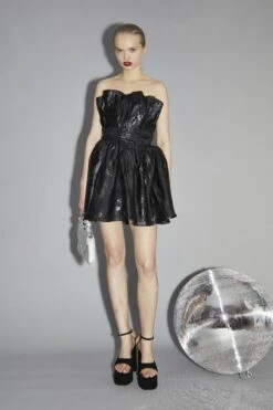 Glamorous Callie Black Gathered-Bandeau Mini-Dress