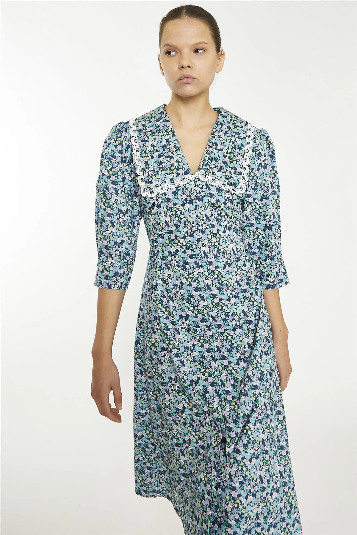 Glamorous Navy Vintage Floral Collared Midaxi-Dress 5 Glamorous Navy Vintage Floral Collared Midaxi-Dress - Image 3