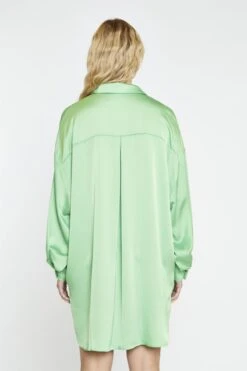 Glamorous Apple-Green-Sateen Shirt Oversized Mini-Dress -Glamorous Shop eb4d9305 9b8c 479e 90fa 5cb8871c8cb1