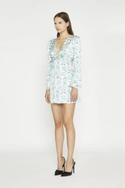 Glamorous White-Mint Paisley Satin Gathered Keyhole Mini-Dress -Glamorous Shop eef63ad9 1fa6 4cd6 9291 5d2102c9f21e