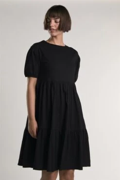 Glamorous Black Tiered-Smock Midi-Dress -Glamorous Shop f17feaa0 7f28 43dc 8f55 5d4ae1df6fa1