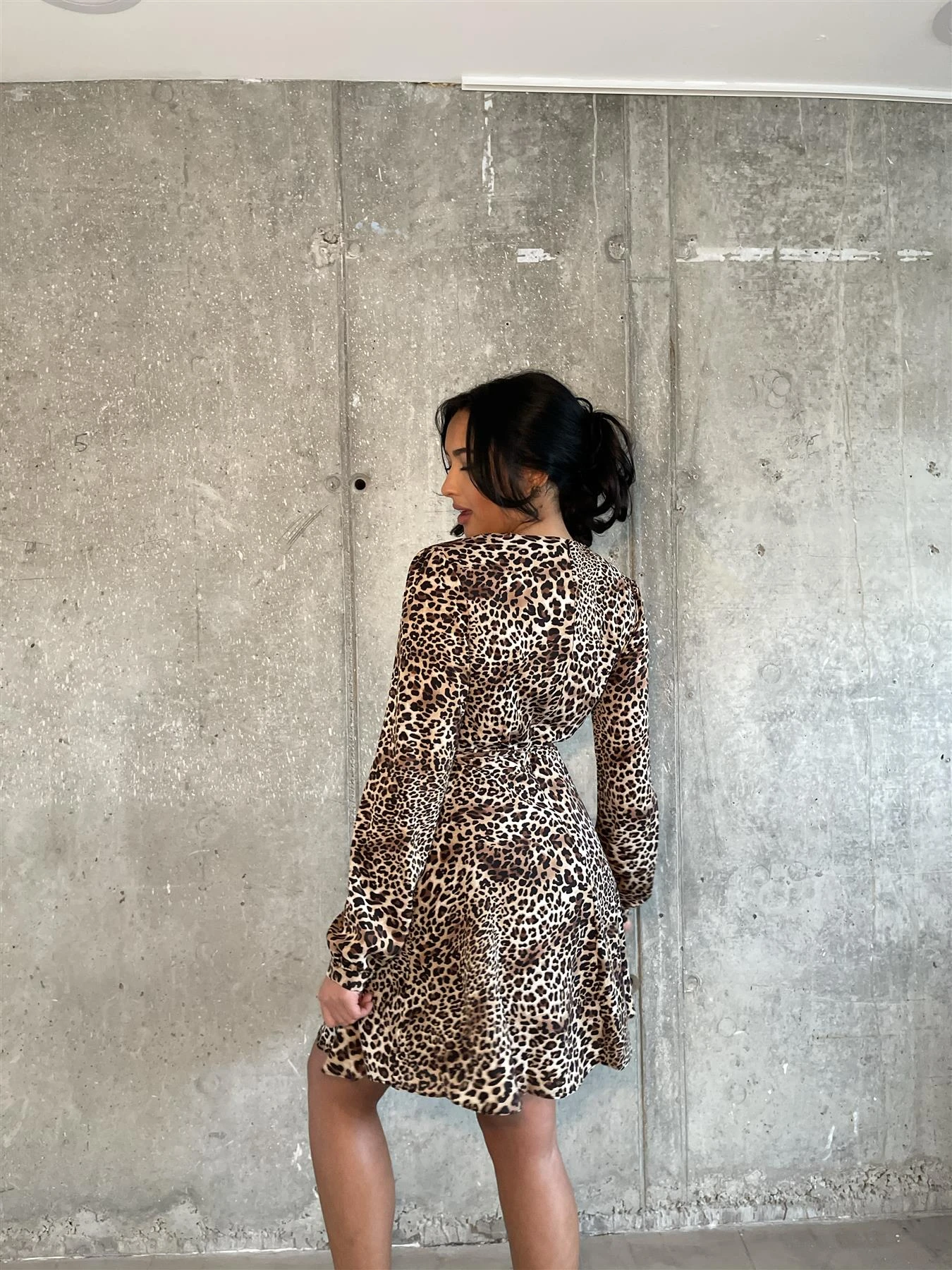 Glamorous Brown - Natural Leopard Tie-Wrap Midi-Dress 4 Glamorous Brown - Natural Leopard Tie-Wrap Midi-Dress - Image 2