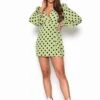 Glamorous Green Brown Polka Dot Wrap Mini-Dress -Glamorous Shop f3c220bd 5369 4609 bc37 281d96febde3