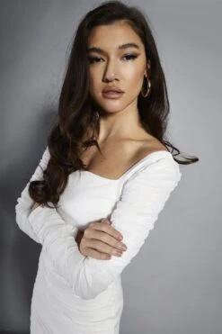 Glamorous White-Mesh Gathered Maxi-Dress -Glamorous Shop f4d0cd4a 899b 4129 9a44 5cd4313b7d0e