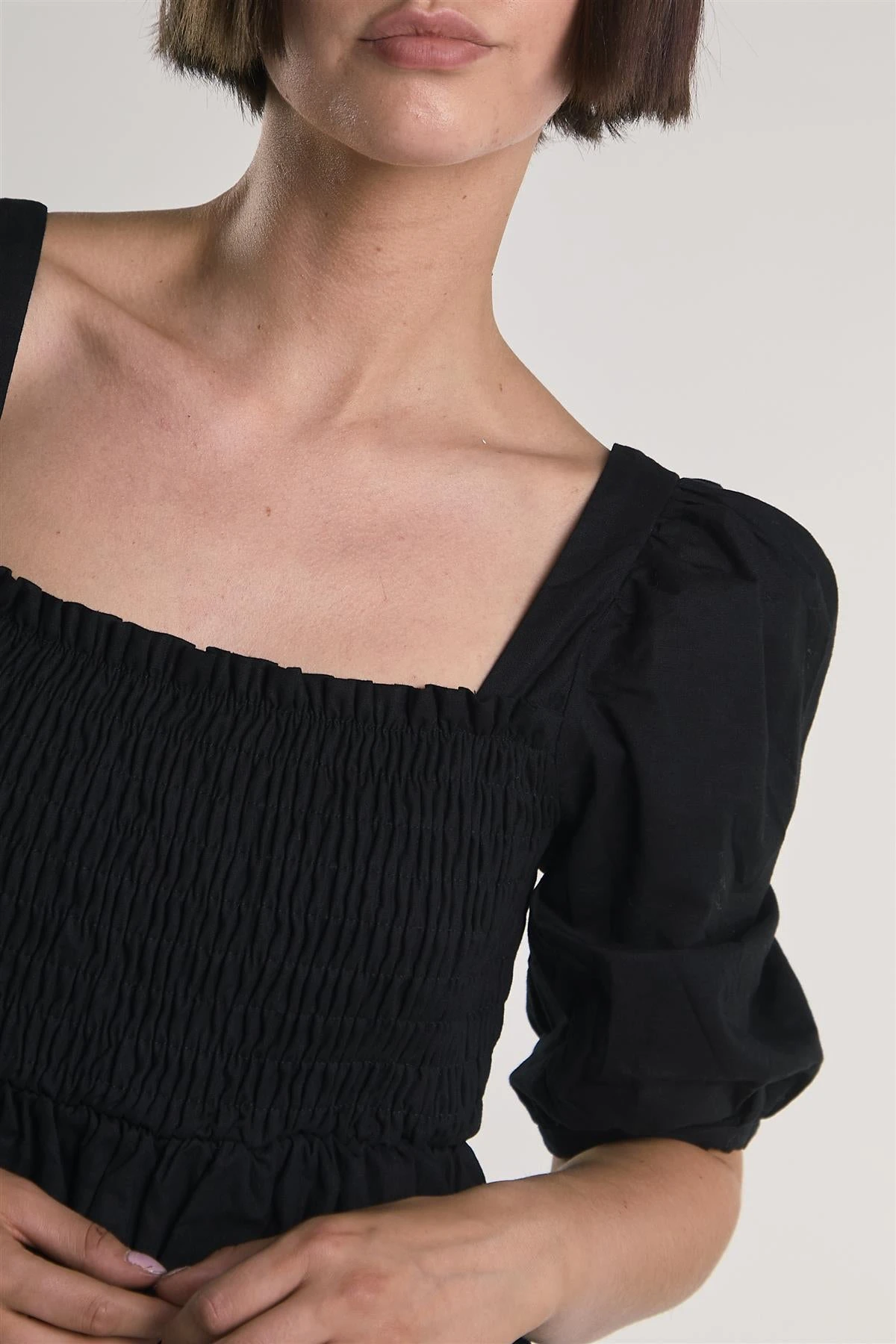 Glamorous Black Shirred-Front Midi-Dress 6 Glamorous Black Shirred-Front Midi-Dress - Image 4