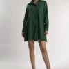 Glamorous Dark-Green Long-Sleeve-Button-Front Mini-Shirt Dress -Glamorous Shop fa106b4d 4b88 4b71 a745 8f87a98fc099