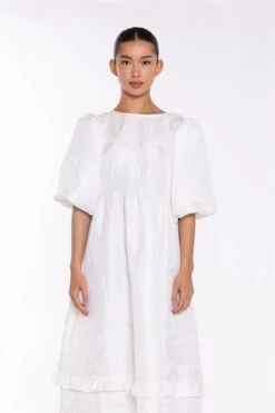 Glamorous Off-White Brocade Tiered Tie-Back Midi-Dress -Glamorous Shop fa388648 d38e 4111 8469 ae70e8da48c4