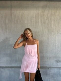 Glamorous Kendall Halterneck Ruffle Mini Dress -Pale Pink -Glamorous Shop faf9b028 4dff 4914 a9ba 5aeb3dcc2318