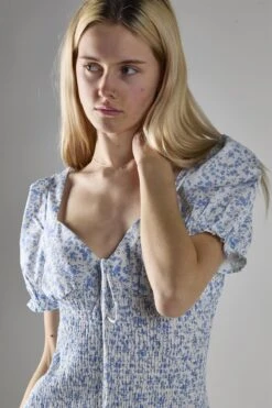 Glamorous Blue Ditsy Shirred Bodycon Mini-Dress -Glamorous Shop ffa79109 5ad6 405f bb18 171c3678df6b