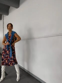 Glamorous Care Plum Abstract Floral Strappy Tie Back Midi Dress