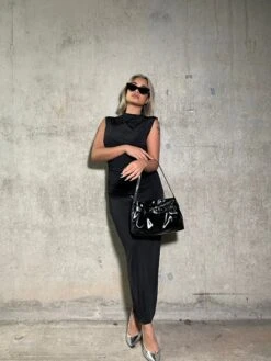 Glamorous Black Ruched Bodycon Midaxi-Dress -Glamorous Shop image00052