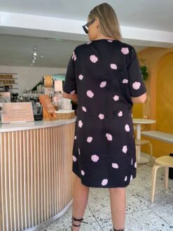 Glamorous Black Floral Satin T-Shirt Mini-Dress -Glamorous Shop image01177