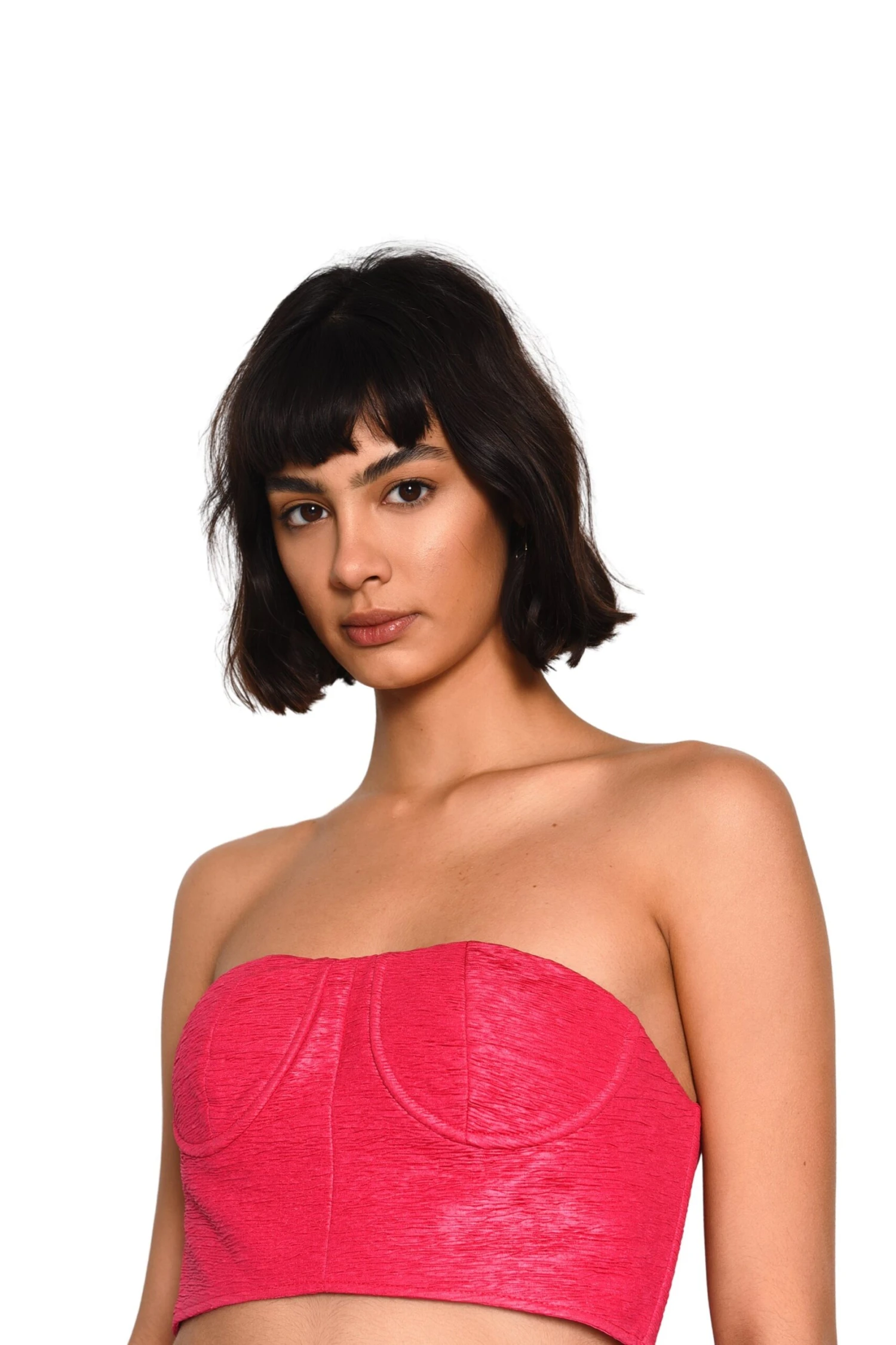 Glamorous Hot Pink Textured Bandeau Crop Top 3 Glamorous Hot Pink Textured Bandeau Crop Top